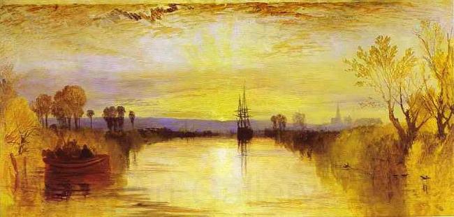 Joseph Mallord William Turner Chichester Canal vivid colours may have been influenced by the eruption of Mount Tambora in 1815. Norge oil painting art